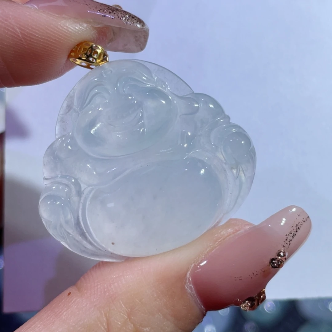 翡翠颈饰18K金镶嵌佛公