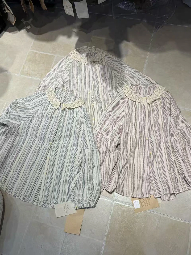 叨叨推荐款 SCS#6705#条纹花边领衬衣（春季新款）FL