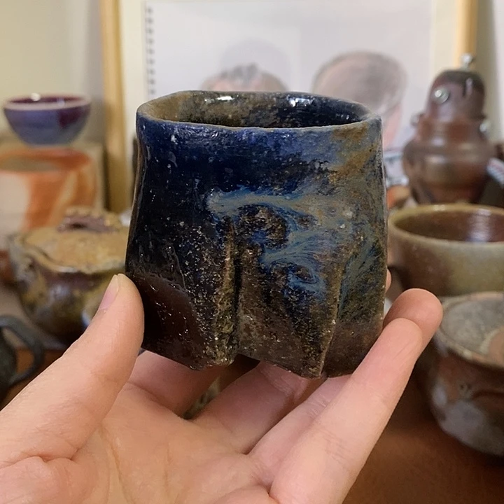 小***啃大岩智之黑備前蓝色窑变