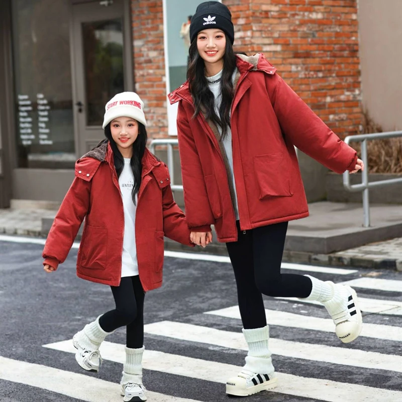 冬款新款2025亲子派克棉服男女同款加绒加厚冬季中长款棉衣潮