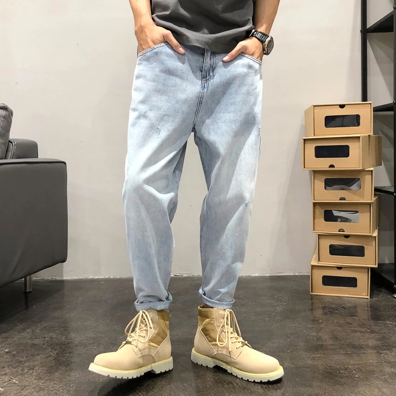 DeweLvum匠心制作！一眼就爱上!潮牌宽松复古休闲透气直筒牛仔裤男