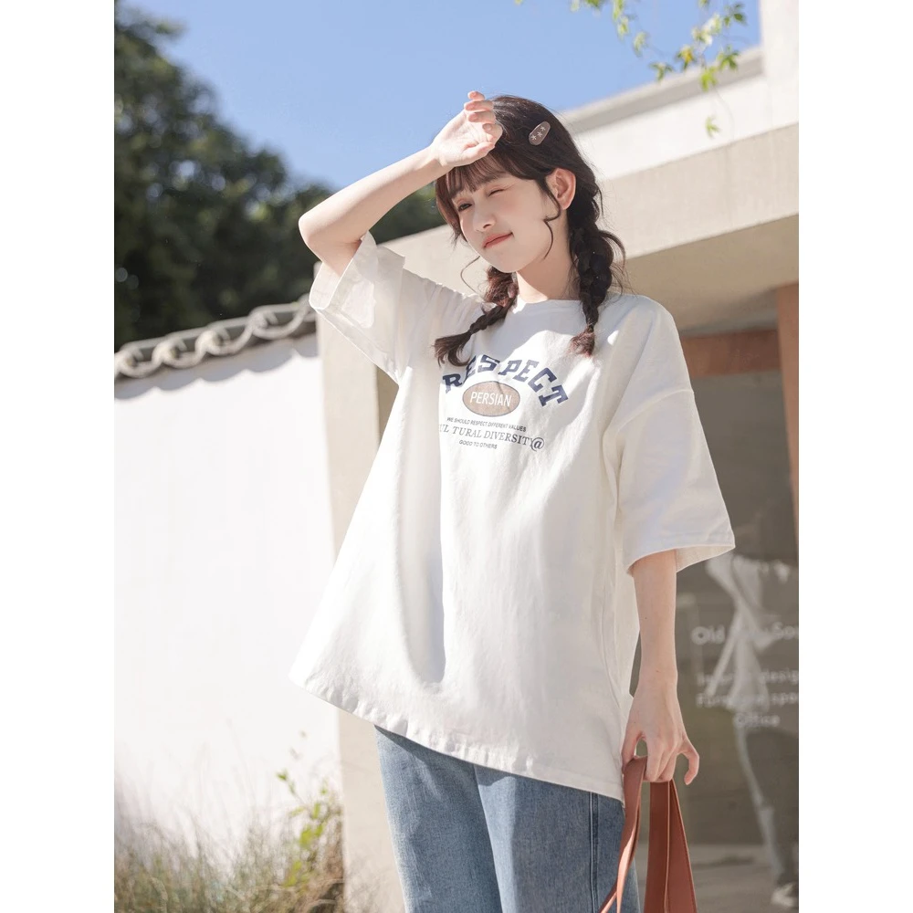 【220克纯棉】夏季新款中长款短袖T恤ins上衣情侣装百搭宽松