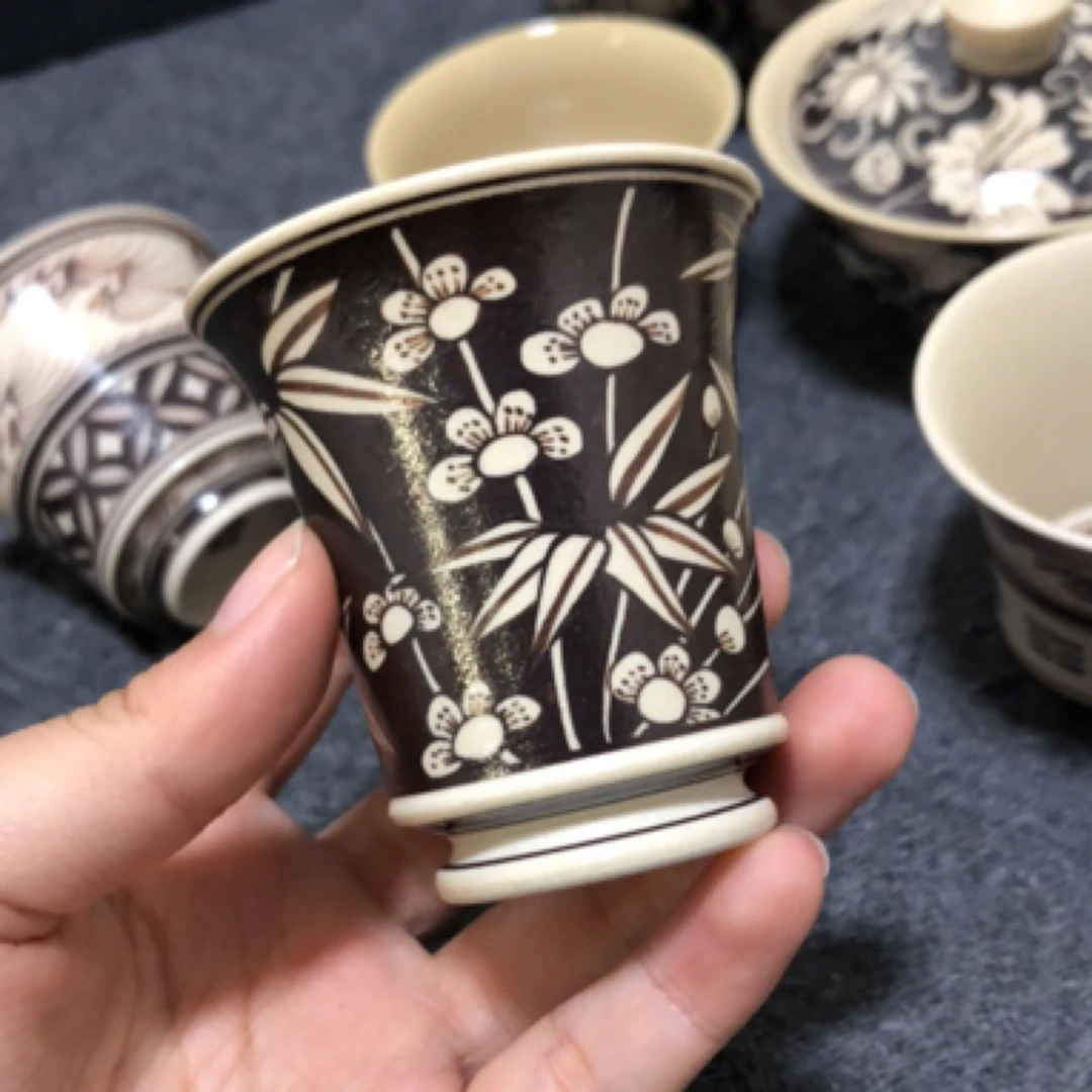 道器庐陵吉州窑风格梅竹双清闻香杯