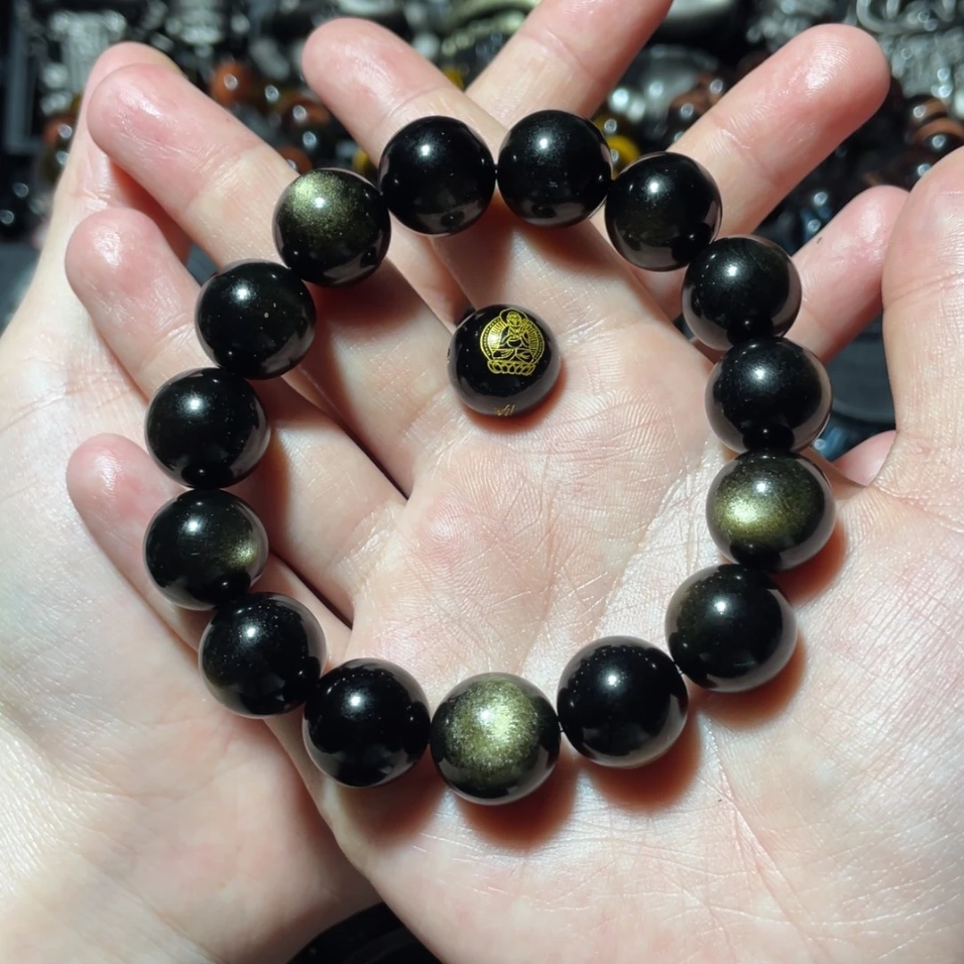 ****黑曜岩未镶嵌手串