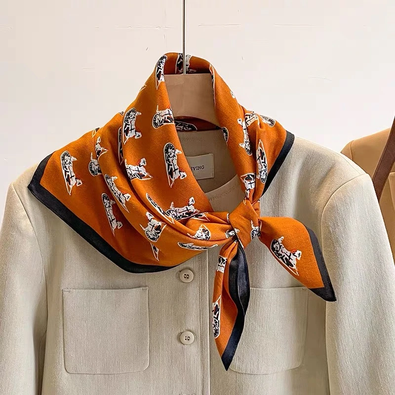 P9【橘色马车】新款丝毛单面65*65围巾方巾