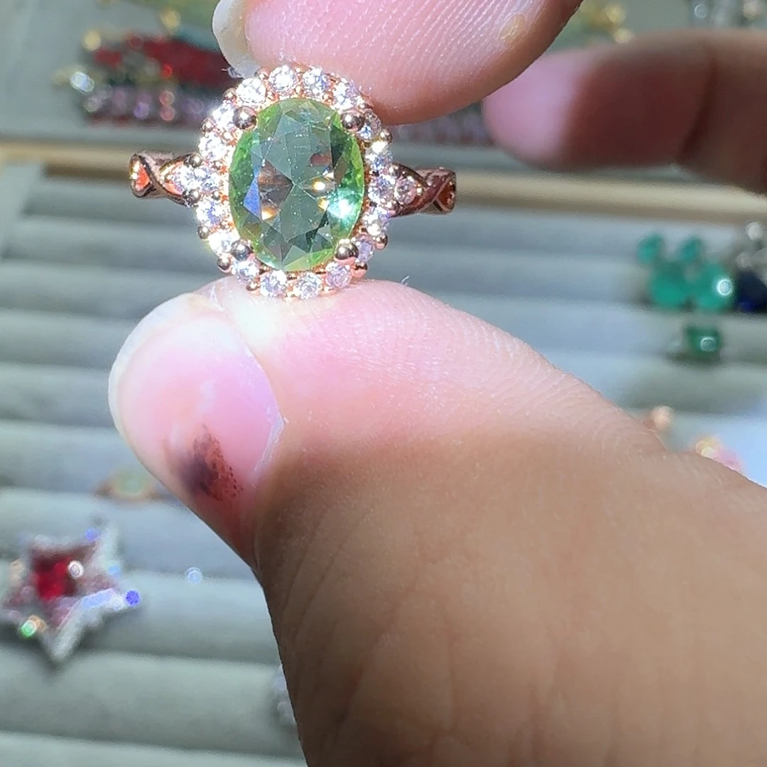 托帕石戒指银S925镶嵌