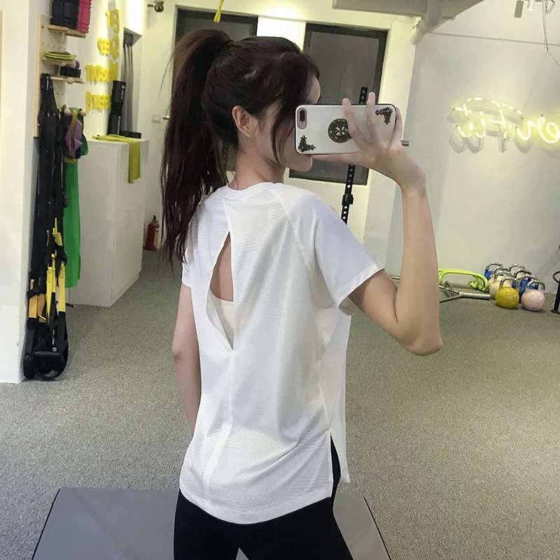 0高级感瑜伽服女短袖罩衫健身房上衣跑步锻炼运动T恤微宽松罩衫