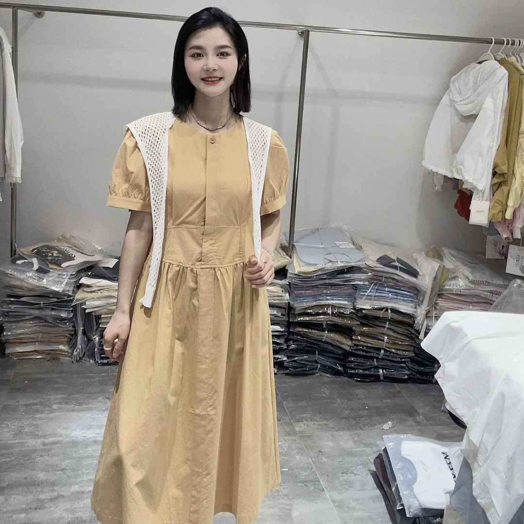 LMM 1572179 2025夏宽松显瘦法式休闲披肩连衣裙女高级感气质长裙