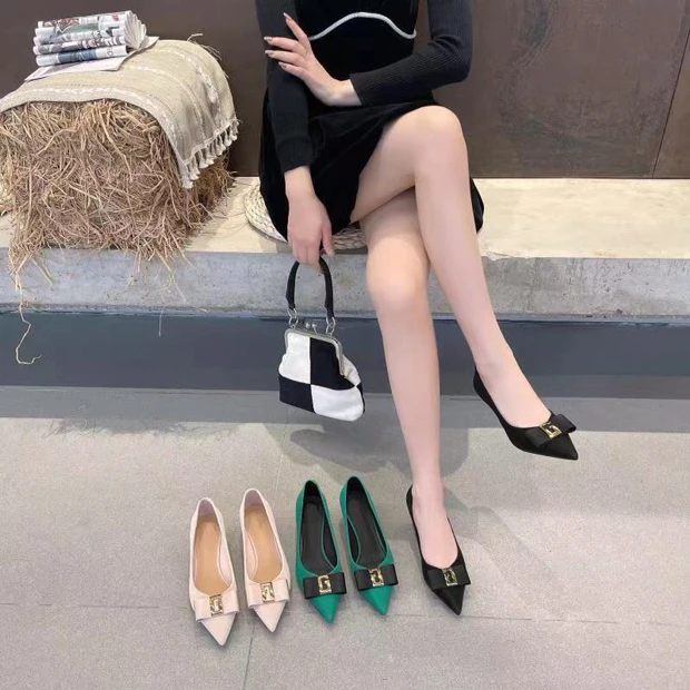 513-5春秋季新款百搭真皮高跟细跟尖头职业通勤浅口伴娘单鞋女B2