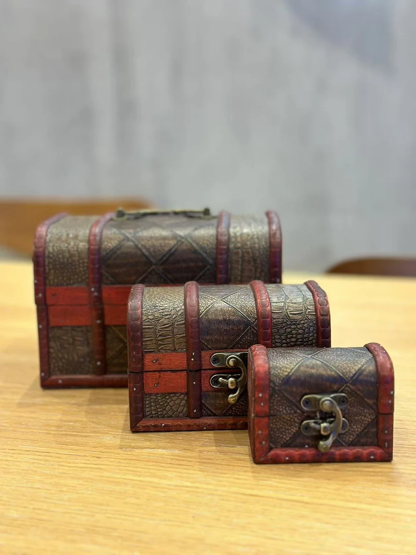 木箱子三个木箱子收纳首饰箱子