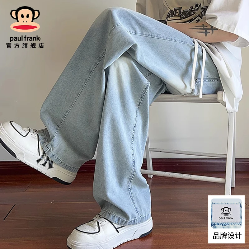 paul frank/大嘴猴2025夏季新款牛仔裤男美式潮牌宽松直筒阔腿裤