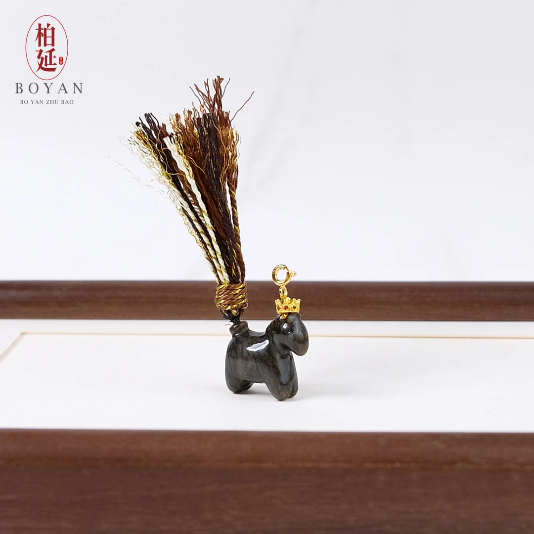 【奔腾】和田玉糖玉小马吊坠手工可爱马年必备古风珠宝饰品BY2917