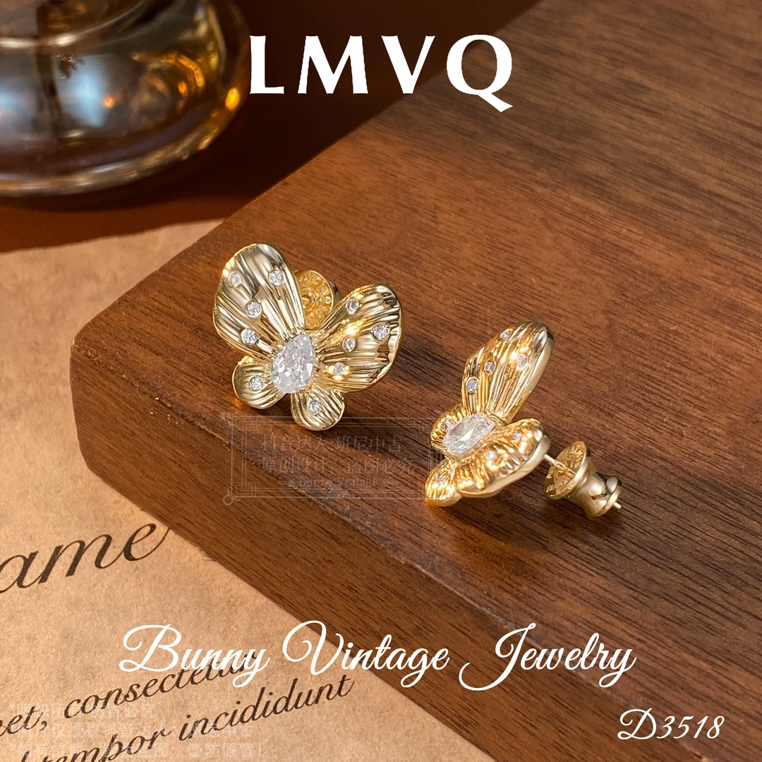 镀K金D3518 法★【布奇蝶影】冬LMVQ 罗曼维奇 限定 耳钉