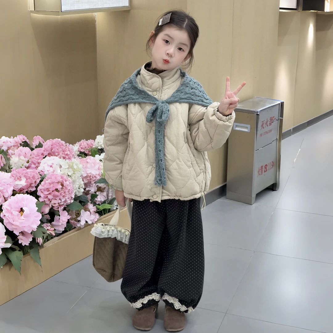 2025新款秋冬时尚女童加绒加厚波点裤子韩版裤子