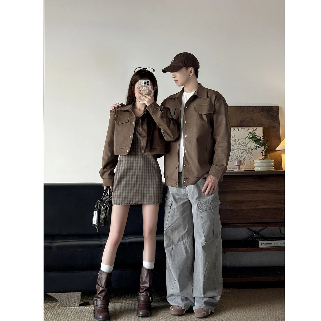 小众设计感情侣装秋季韩版夹克外套连衣裙两件套法式一衣一裙潮牌