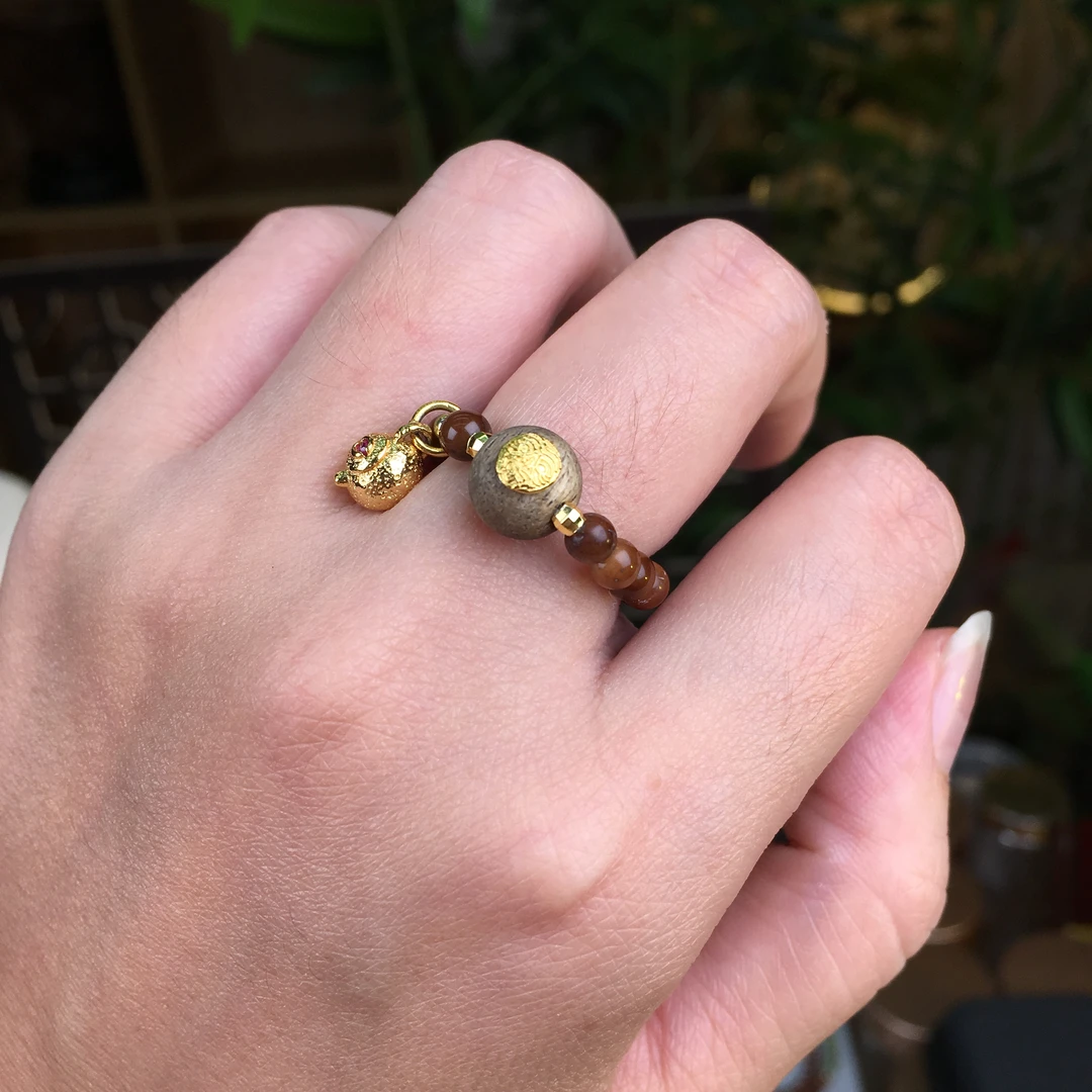 【把把壶戒指】 原创国风特级库克4mm戒指国风手工新中式高端指环