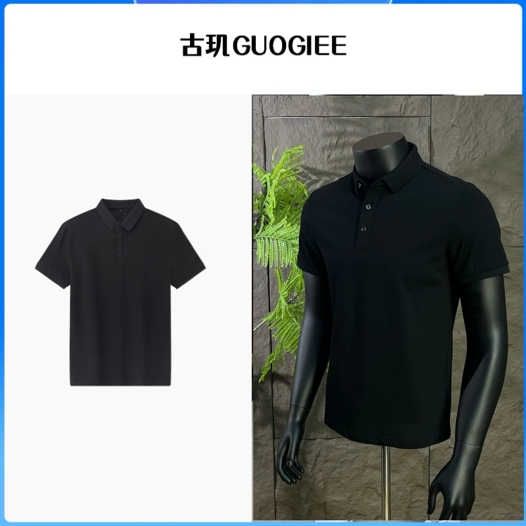 GUOGIEE/古玑2025男款短袖POLO衫男春夏季休闲纯色翻领男带领上衣