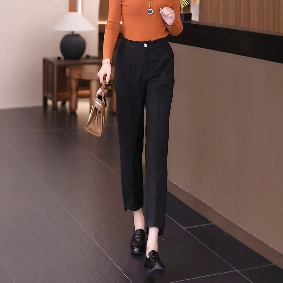 黑色西装裤哈伦裤女2025秋冬新款西裤高腰显瘦气质时尚百搭九分裤