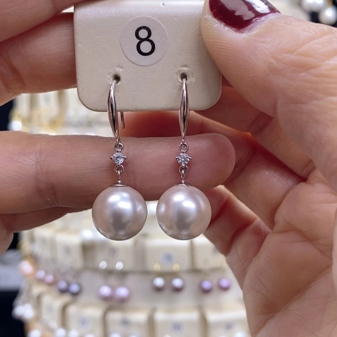 淡水珍珠耳饰银S925镶嵌