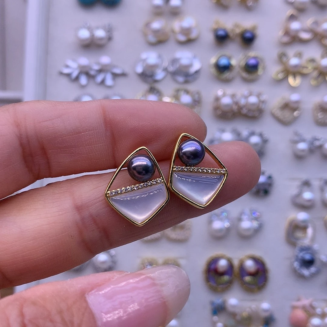 淡水珍珠耳饰合金