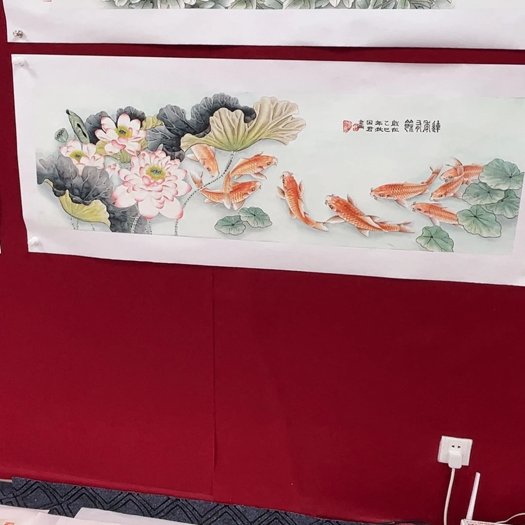 用***5国画国君老师四尺对开花鸟作品旭