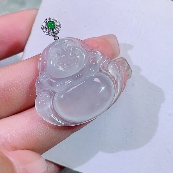 颈饰18K金镶嵌翡翠佛公