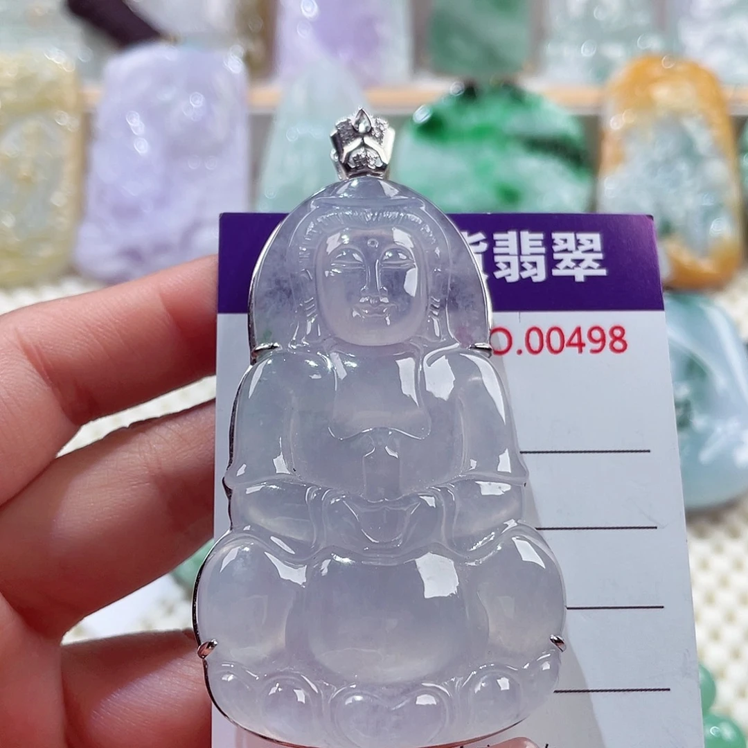 颈饰18K金镶嵌翡翠观音