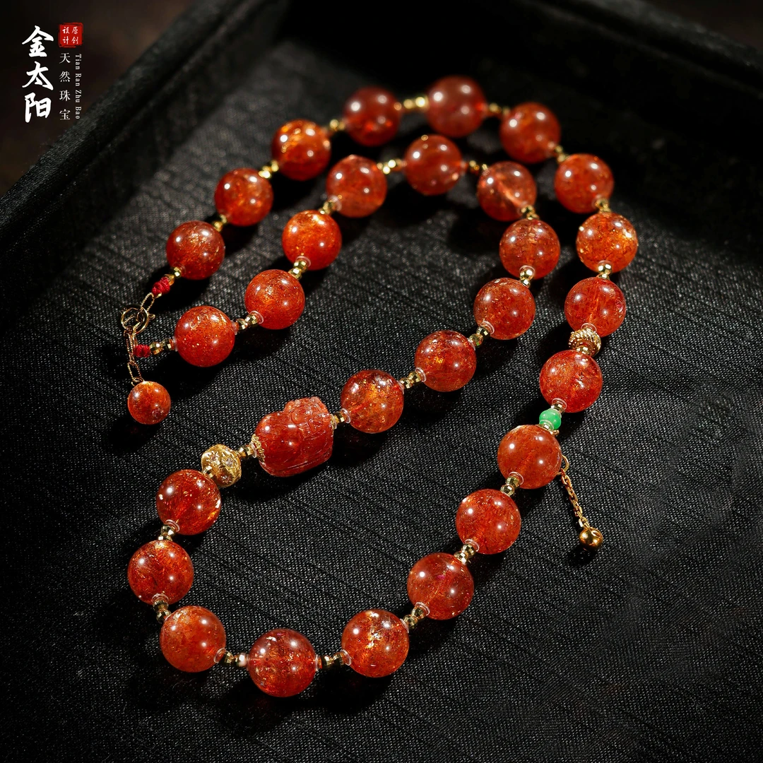 【桃总推荐】diy18k长石金太阳10mm圆珠链项链/约45cm@@ZY51117014