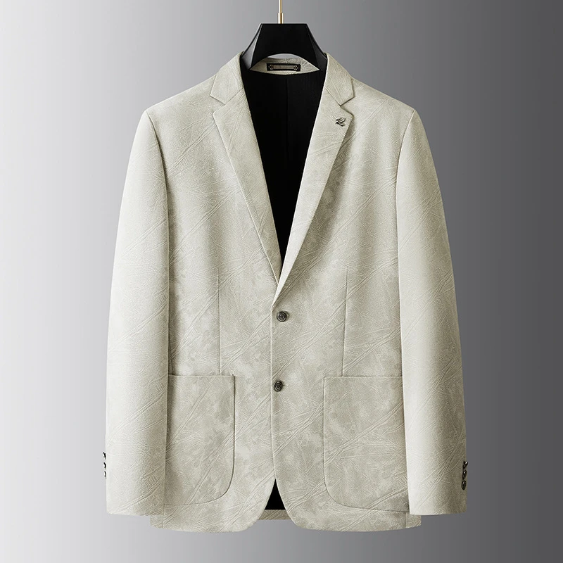 【大码男装】2025年秋季新款加肥加大时尚休闲雪尼尔提花西装西服