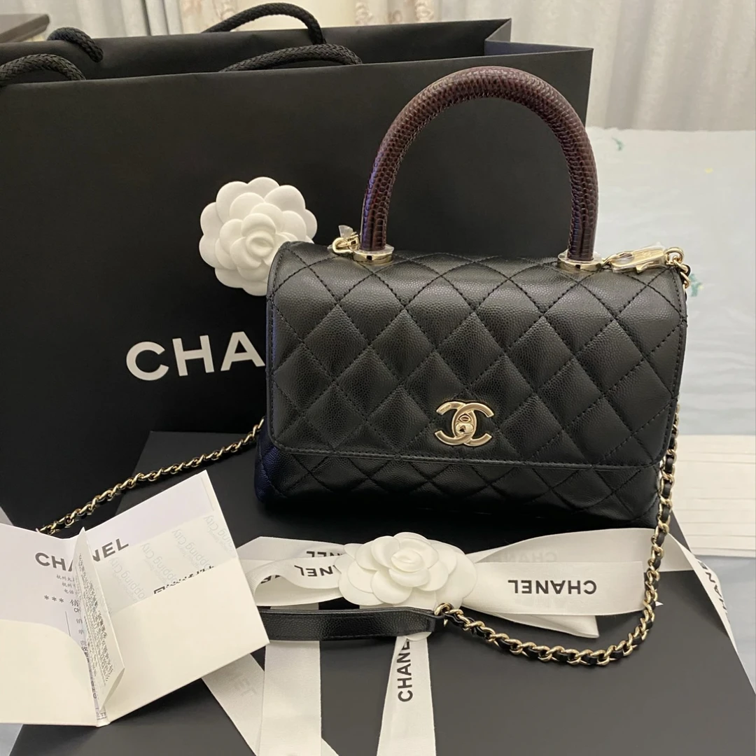 99新 Chanel/香奈儿 Chanel黑金红手柄coco handle25050032-03