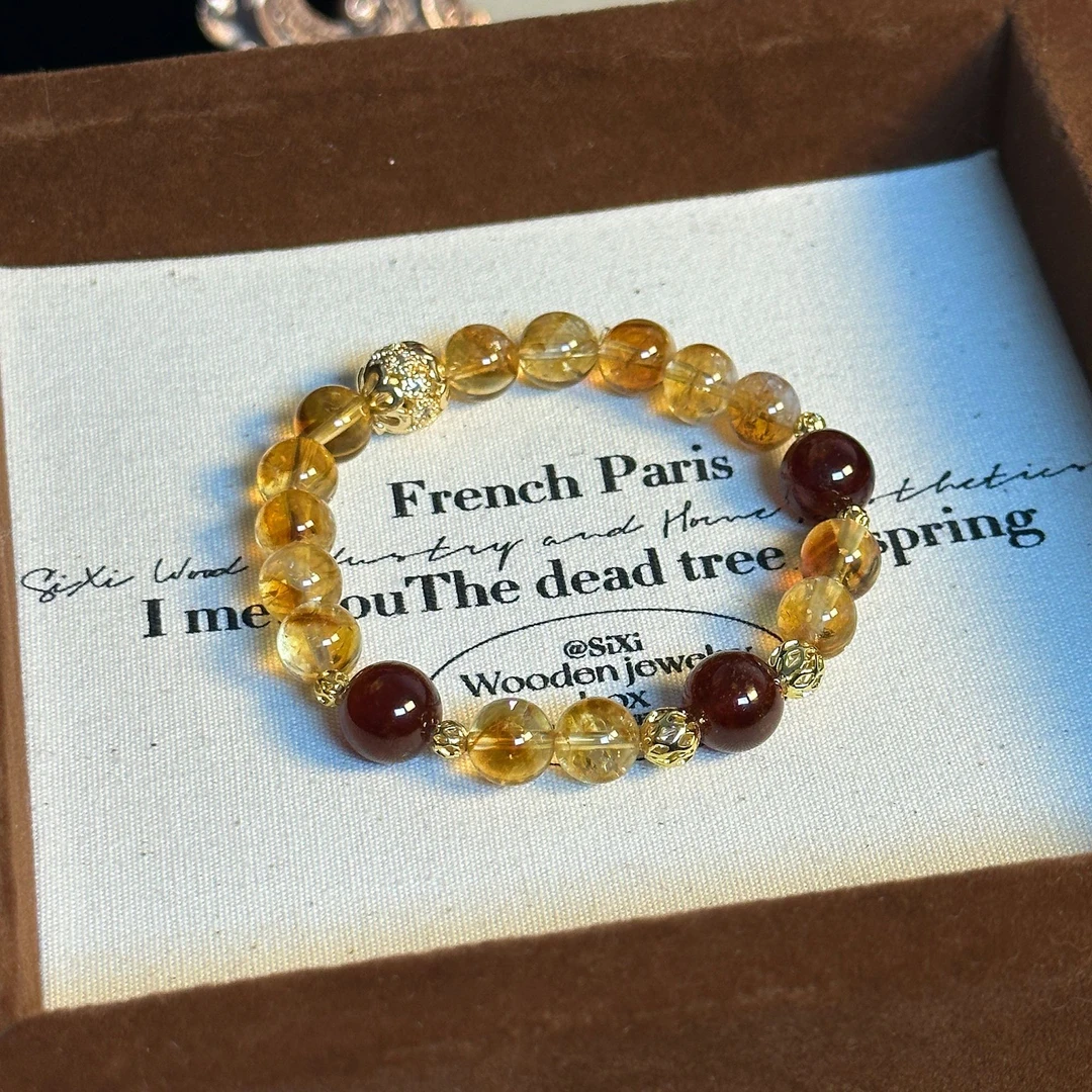 【钱途无量】黄塔晶石榴石天然水晶手链多样性发一