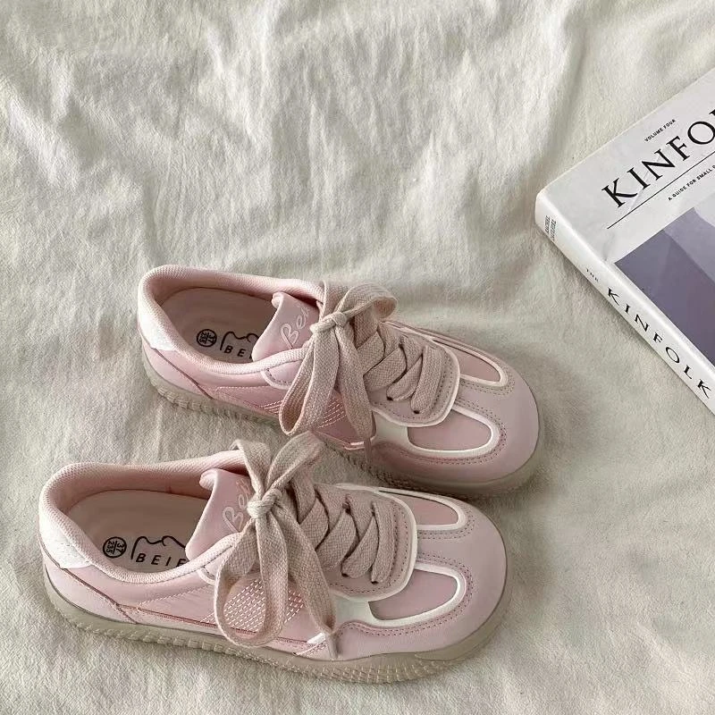 粉色小众设计德训板鞋女春夏季2025新款百搭休闲运动阿甘鞋子