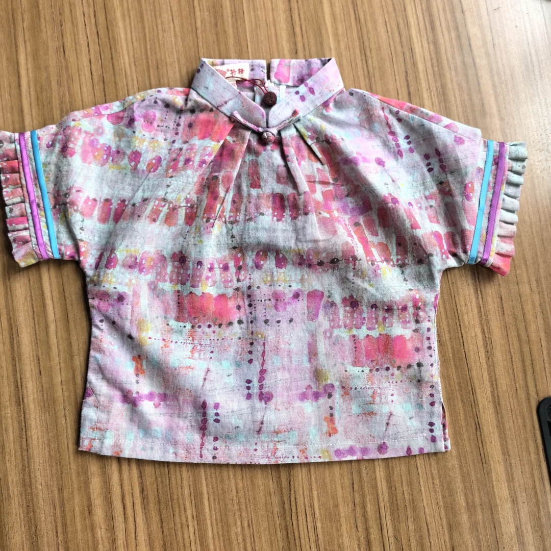 格格  夏季碎花棉麻中式扣休闲上衣5231009134