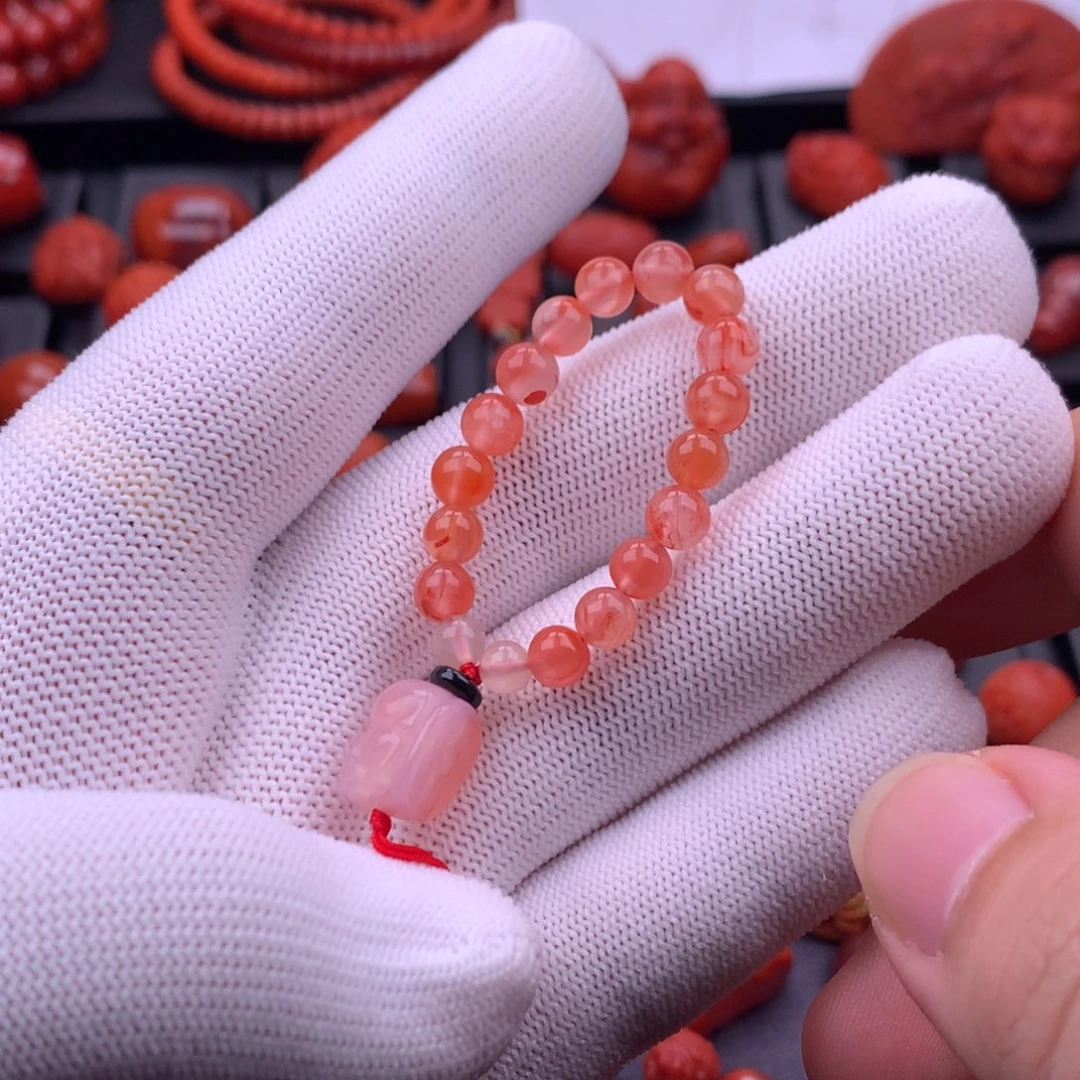 南红玛瑙未镶嵌南红冰红圆珠挂饰5mm+
