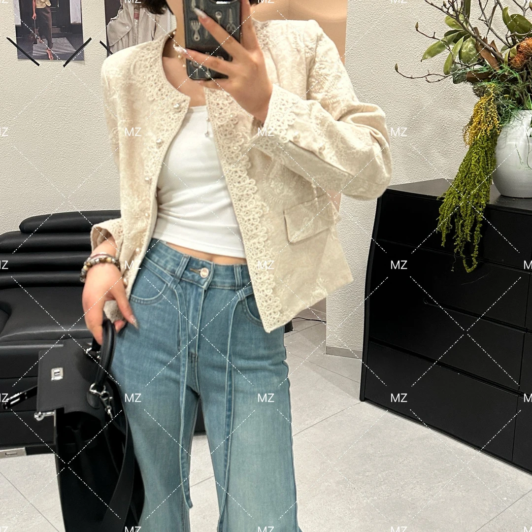 欧货提花刺绣小香短外套A753