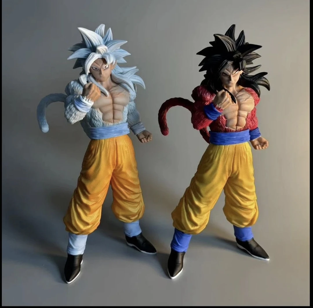 新品七龙珠超级赛亚人超四红发和银白发形态悟空手办模型摆件公仔