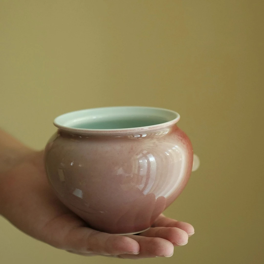 【福器】半斋 豇豆红桃心建水