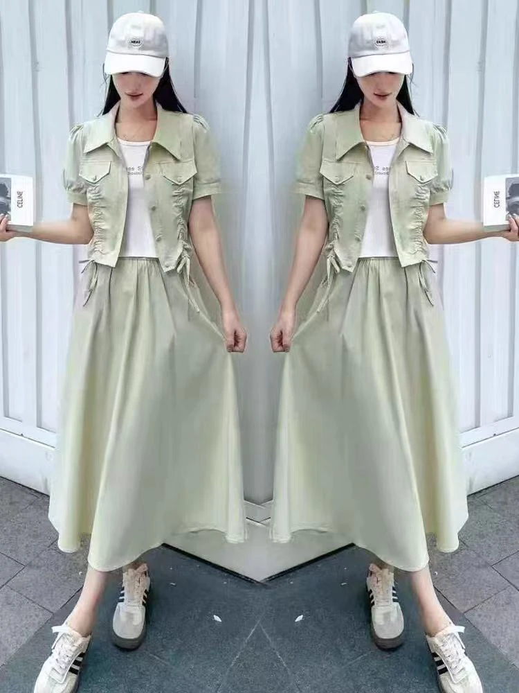 3387抽绳半裙两件套