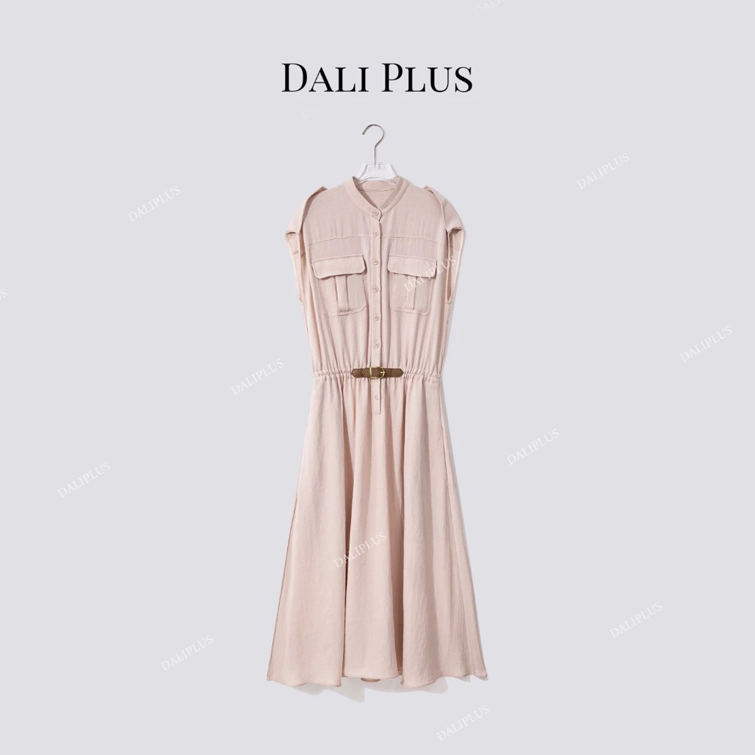 DALI PLUS“自带空调感”重磅三醋酸工装收腰休闲连衣裙-D5ST1116