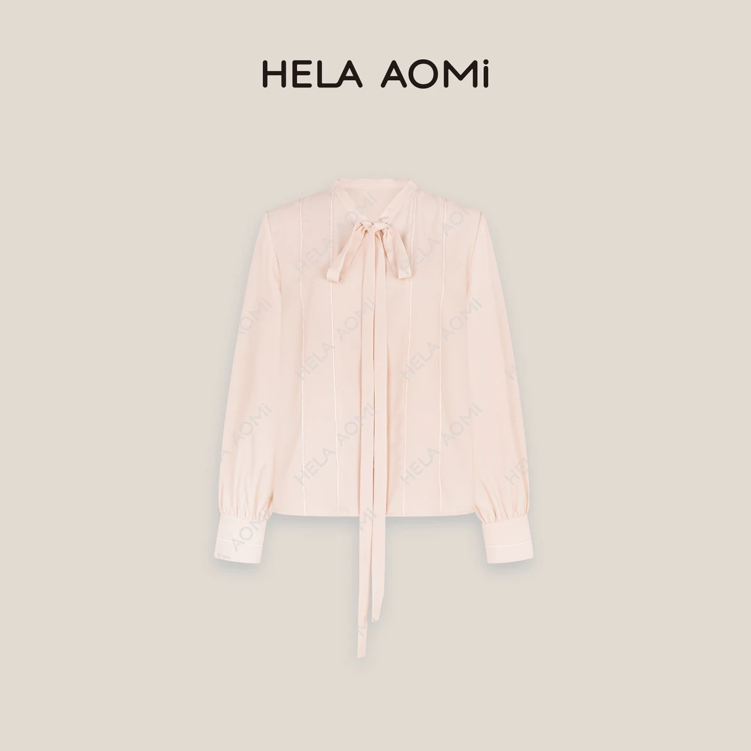 HELAAOMI “飘带衬衫”轻熟飘带领通勤风简约清冷气质法式衬衫