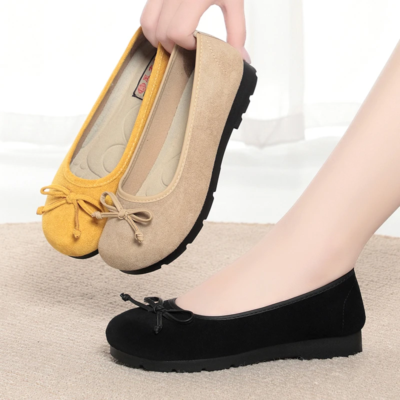 老北京布鞋休闲妈妈鞋布鞋民族中老年女式鞋圆头夏季浅口工作鞋