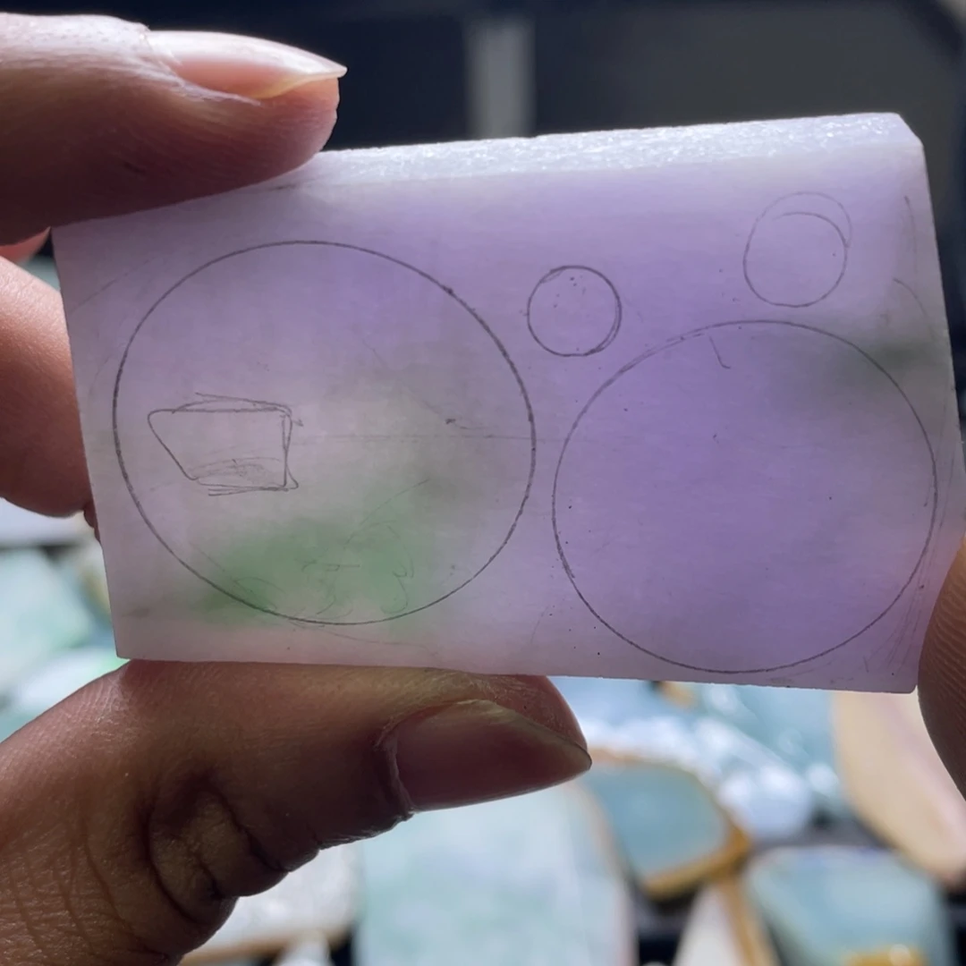 定制翡翠未镶嵌霞*包工两个圆无事牌