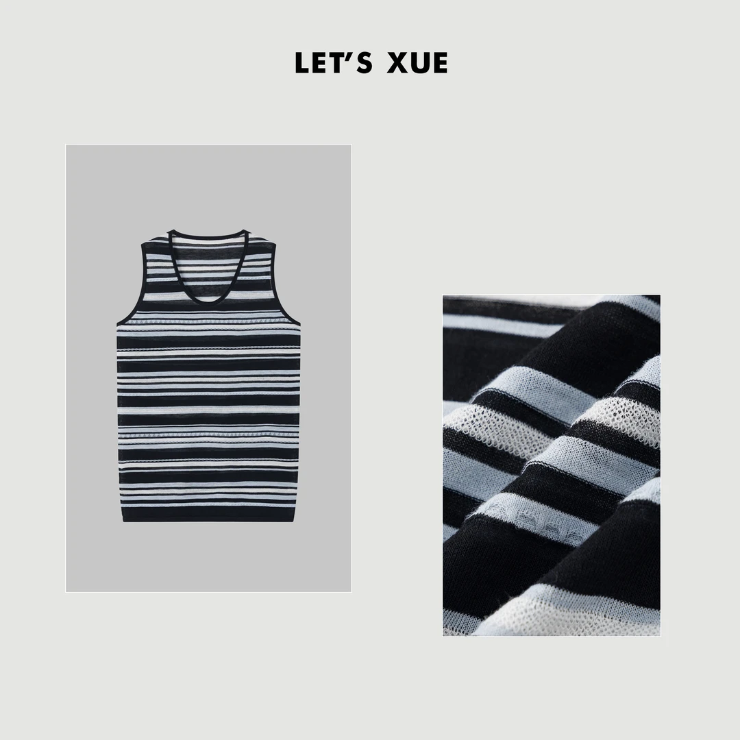 XUE【三纹背心】夏季长款定制条纹背心女