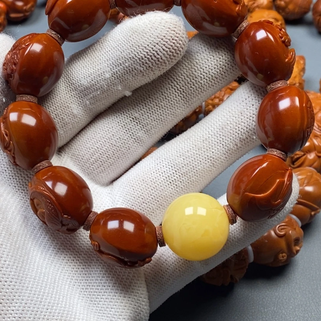 ****粥橄榄核手串/手链2.0铁核包浆四像八卦