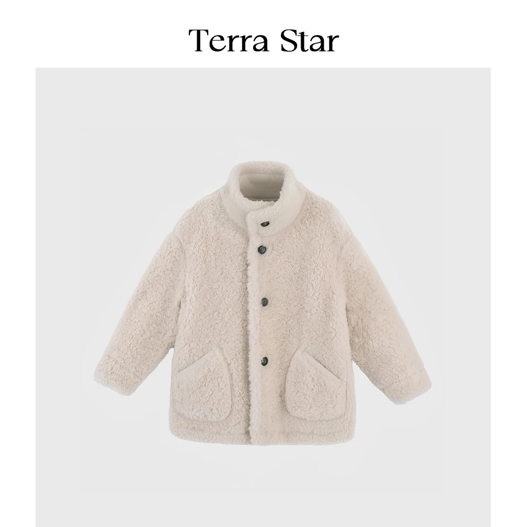 星壤 TERRA STAR 纯羊毛两面穿外套新款立领保暖排扣毛绒外套030X