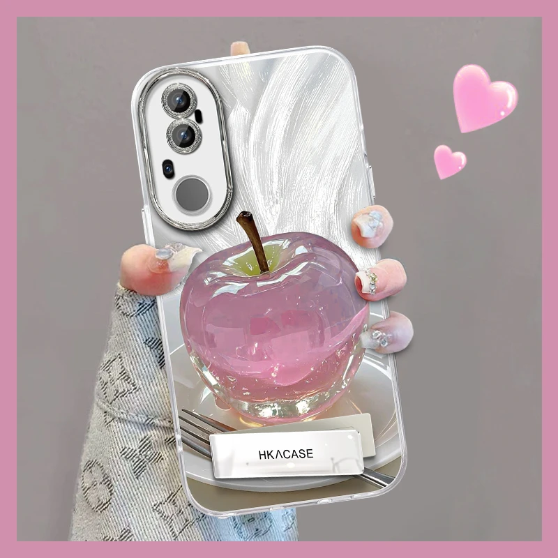 适用vivos20pro精孔羽纱晶莹粉苹果网红个性创意支架全包手机壳女