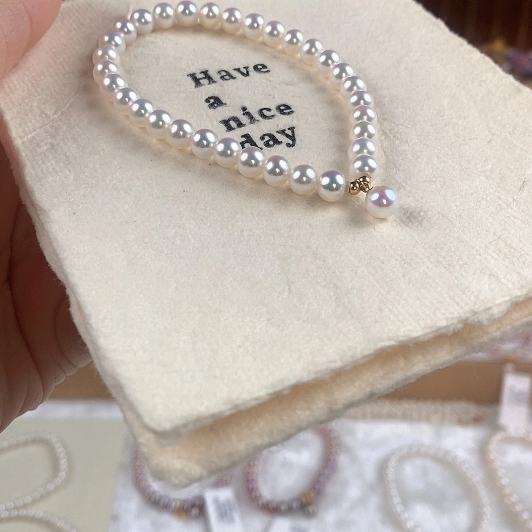 手绳18K金镶嵌淡水珍珠