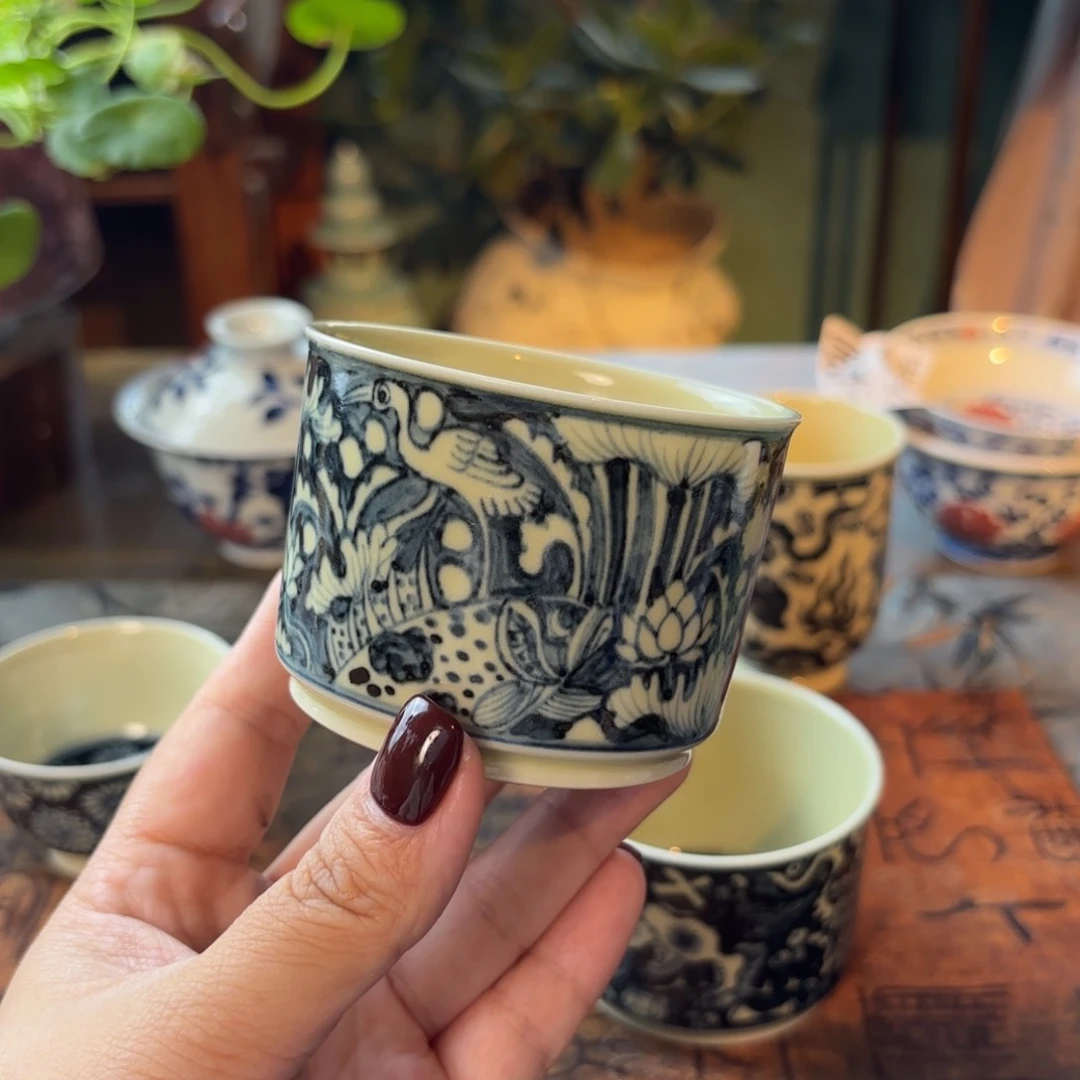 青花二号釉直筒杯