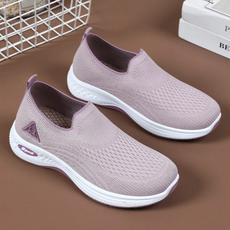 鞋子女夏季新款软底不累脚单鞋一脚蹬妈妈鞋浅口低帮透气休闲网鞋