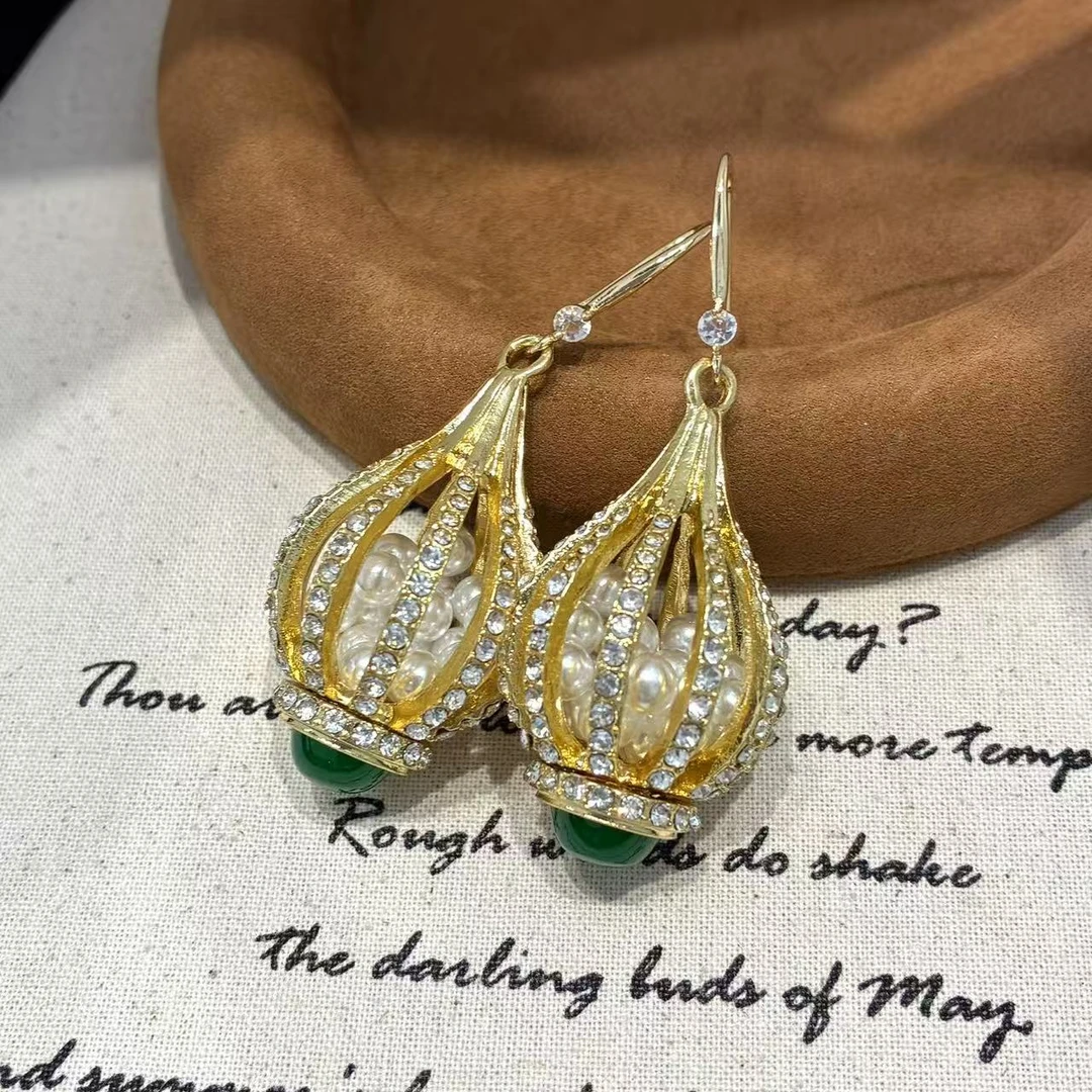 铜合金仿珍珠耳饰 远远（YY687）百搭复古气质手工法式简约